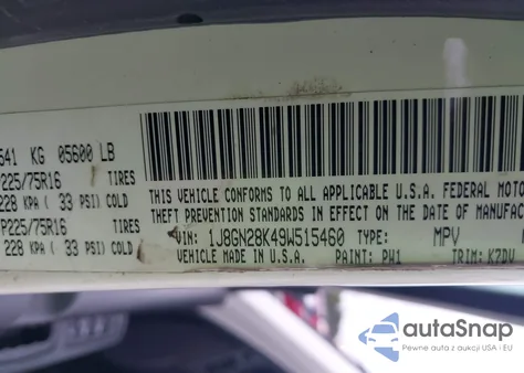 2009 Jeep Liberty Sport из США, поврежденный, VIN 1J8GN28K49W515460